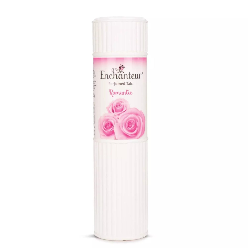 بودرة التالك المعطرة للجسم رومانتيك بالورد من Enchanteur بحجم 250 جم