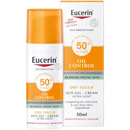 كريم جل حماية من الشمس +SPF 50 للبشرة الدهنية من Eucerin بحجم 50 مل